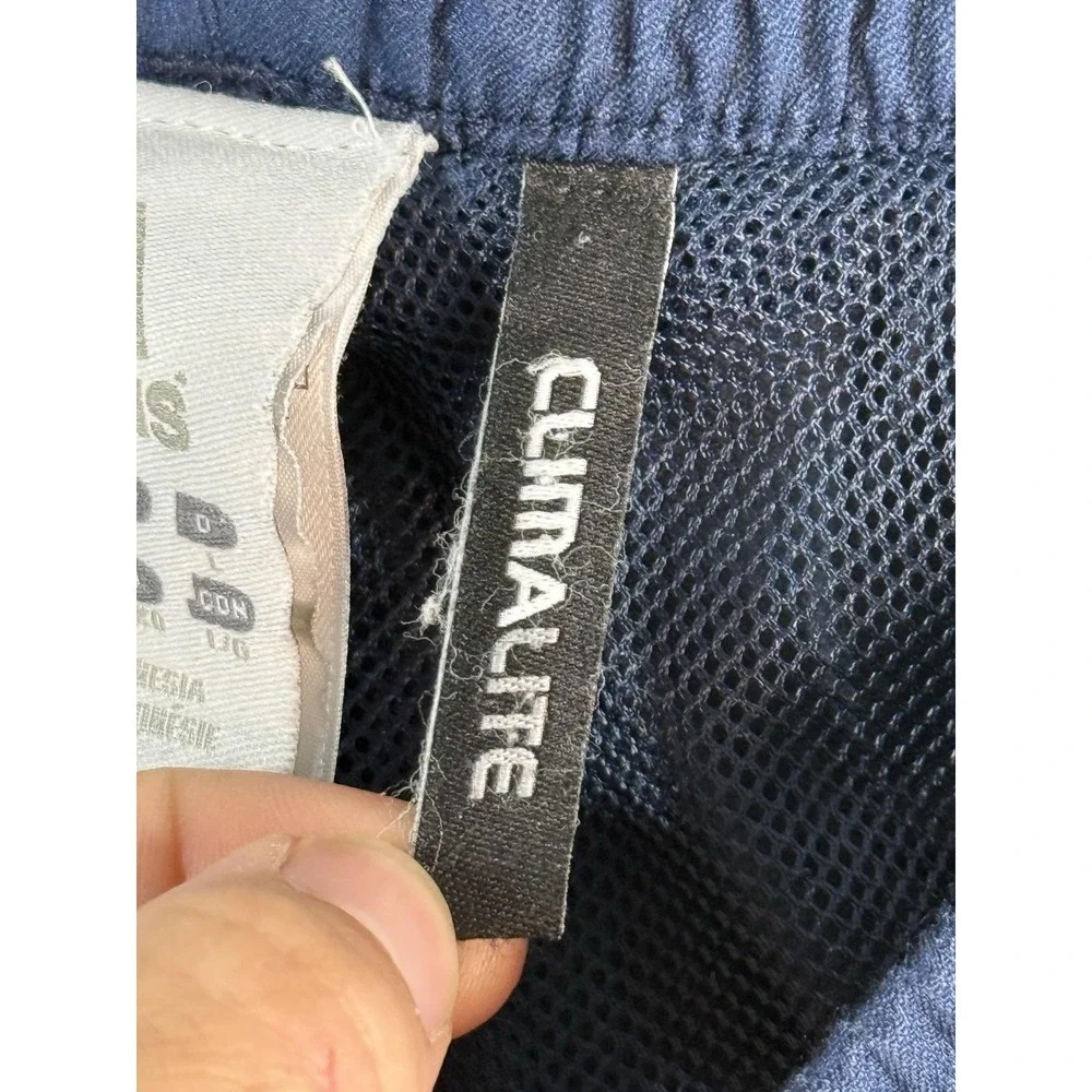Y2k Adidas Track Pants Mens L Blue Climalite Stripes Elastic Waist Athletic